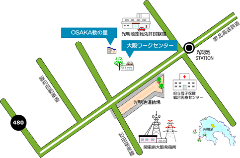 ワークセンターまでの地図です。